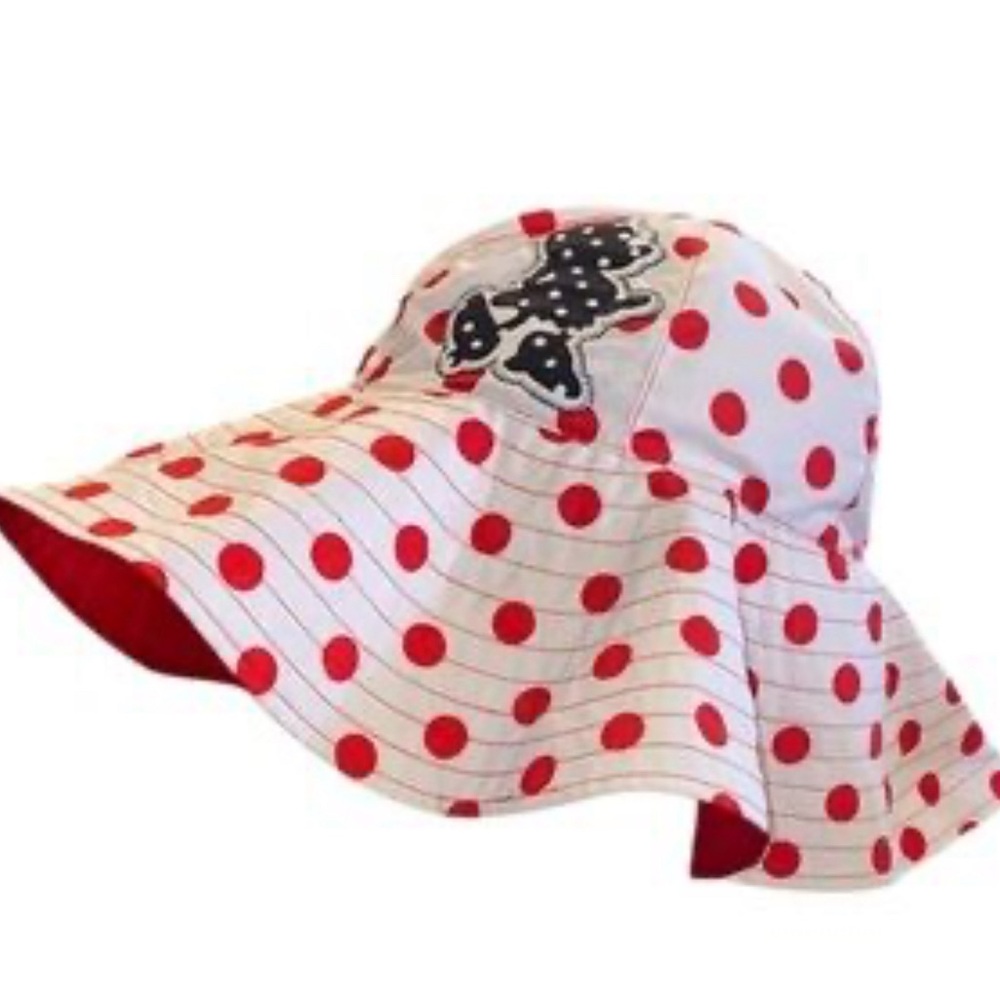 Disney Parks Adult REVERSIBLE Minnie Mouse Polka Dot Wide Brim Foldable Sun Hat
